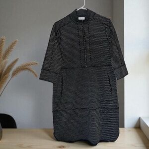 per se by Carlisle Women Black & Gray Scuba Zip Front Tunic Dress Jacket Sz-S/M